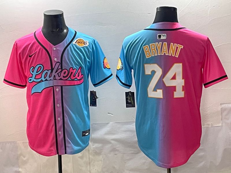 Men 2025 Los Angeles Lakers #24 Bryant Blue pink Nike NBA Jersey style 010->los angeles lakers->NBA Jersey